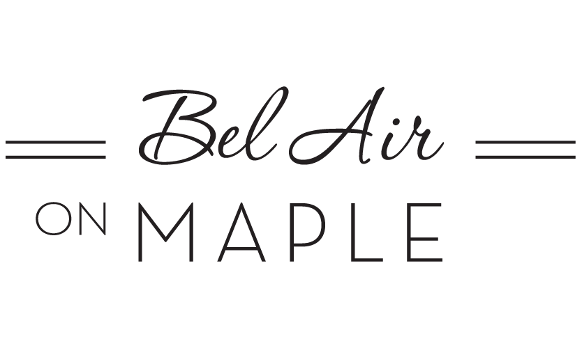 A green background with the words Bel Air on Maple.
